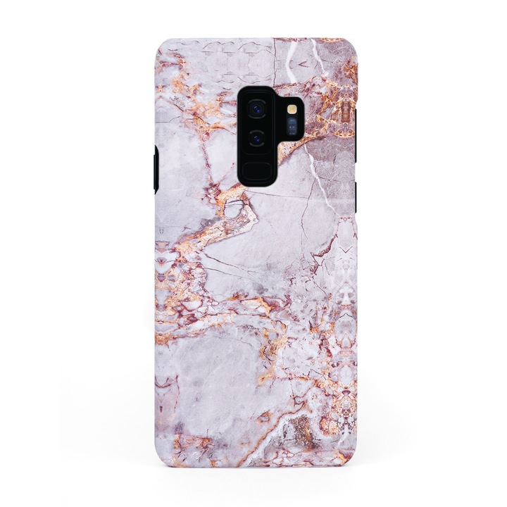 Луксозен твърд кейс/калъф в дизайн Silver Marble with Gold Threads за Samsung Galaxy S9 Plus, Case