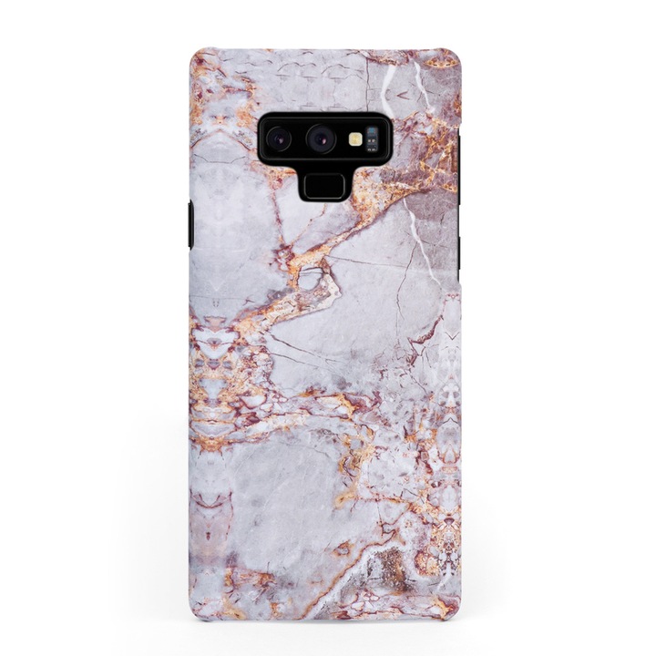 Луксозен твърд кейс/калъф в дизайн Silver Marble with Gold Threads за Samsung Galaxy Note 9, Case