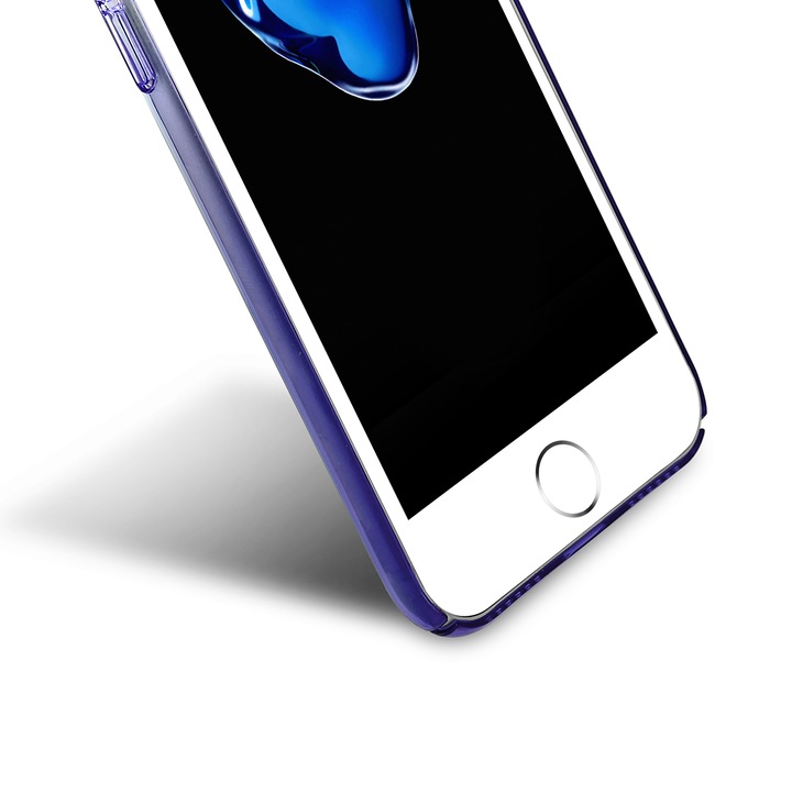 Луксозен калъф/кейс Baseus Glaze за iPhone 7, Твърд, Син, Baseus