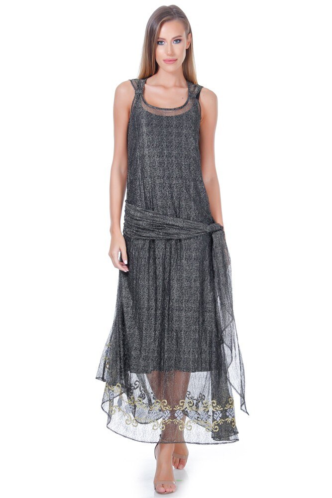 Rochie plasa auriu/negru Liza Panait ID-4E