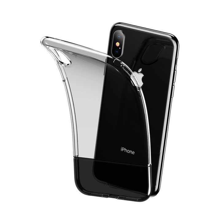 Силиконов кейс/калъф Baseus Half to Half за iPhone XS Max, Мек и твърд силикон, Черен, Baseus