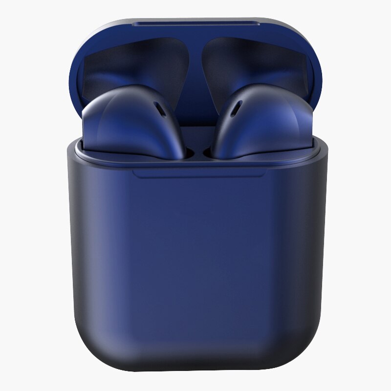 Casti Wireless, InPods 12, Albastru Mat EarBuds, pentru iOs & Android, Bluetooth 5.0, Bass Boost