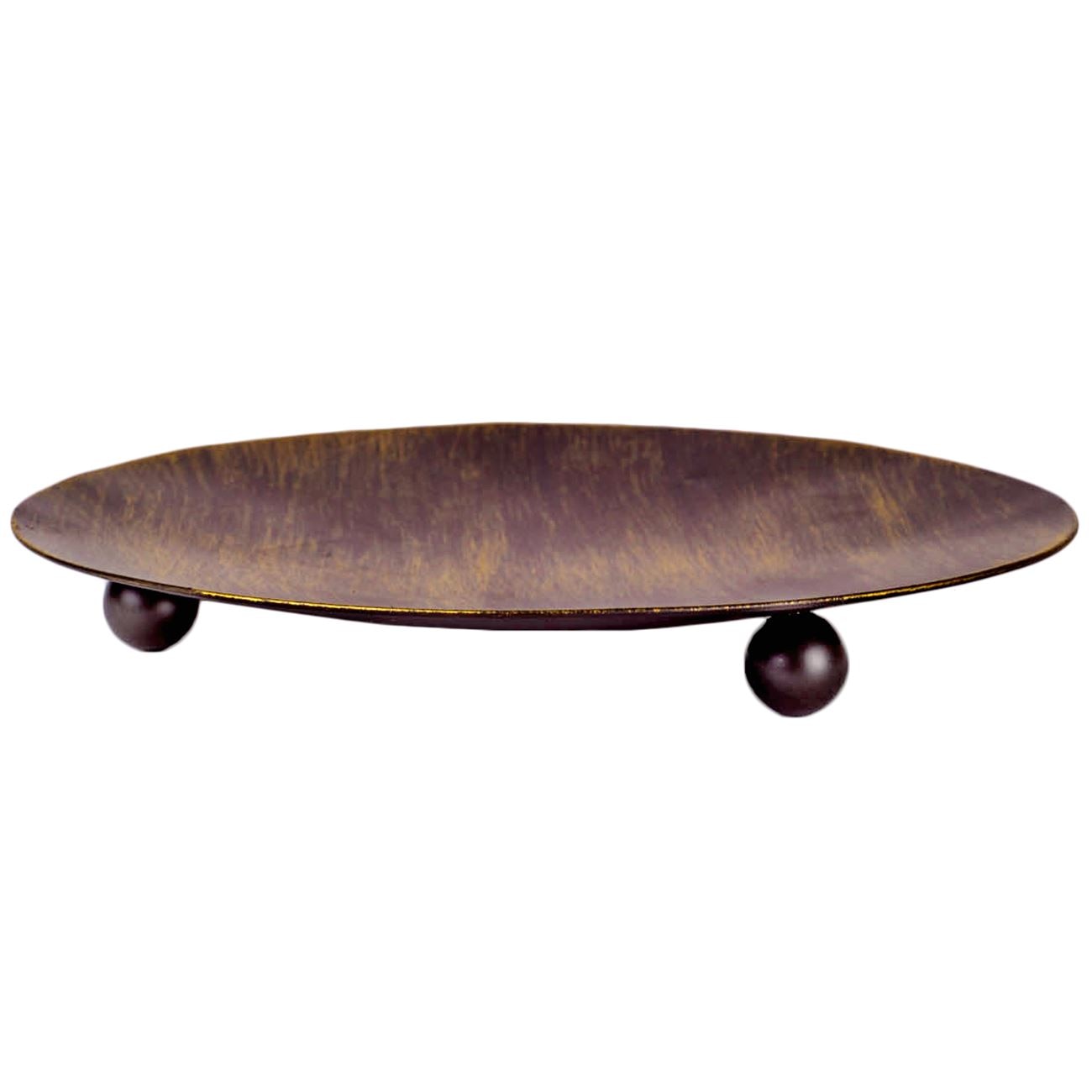 Suport lumanare din metal, model farfurie, 15 cm, bronz