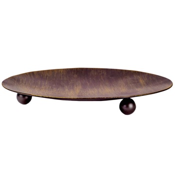 Suport lumanare din metal, model farfurie, 15 cm, bronz Suport lumanare din metal, model farfurie, 15 cm, bronz