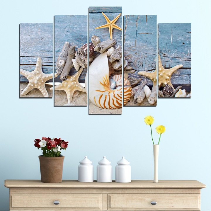 'Картини пана Vivid Home от 5 части, Море, Канава, 110x65 см, Стандартна форма №0750'