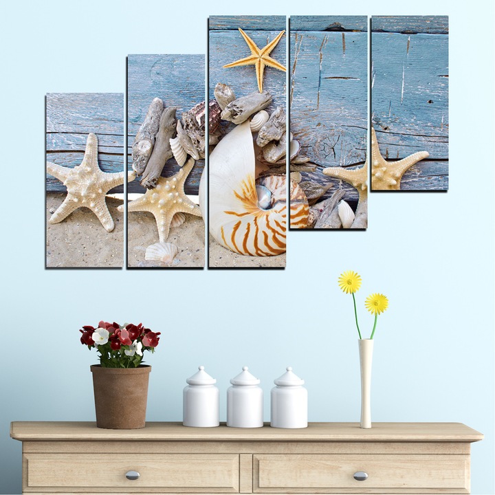 'Картини пана Vivid Home от 5 части, Море, Канава, 160x100 см, 8-ма Форма №0750'