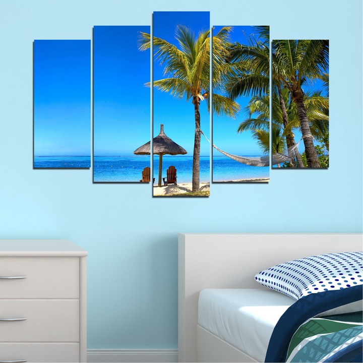 'Картини пана Vivid Home от 5 части, Море, Канава, 160x100 см, Стандартна форма №0974'