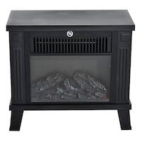 Semineu electric HomCom, 1200W, cu efect de flacara, 34.5 x 17 x 31 cm, negru