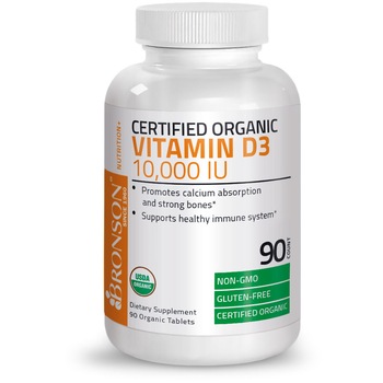 Vitamina D3 Organica 10.000 IU (250 mcg) - BRONSON - 90 tablete Vitamina D3 Organica 10.000 IU (250 mcg) - BRONSON - 90 tablete
