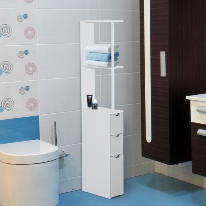 Шкаф за баня Homcom, Бял, 15x33x140 см