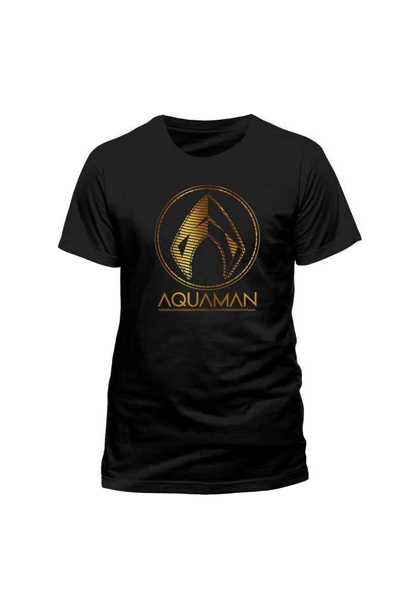 Tricou pentru barbati, Aquaman, Metallic Symbol, Negru, M