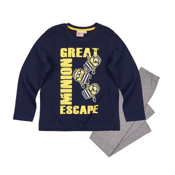 Pijama cu maneca lunga Minions denim/gri, 116 cm, 6 ani Pijama cu maneca lunga Minions denim/gri, 116 cm, 6 ani