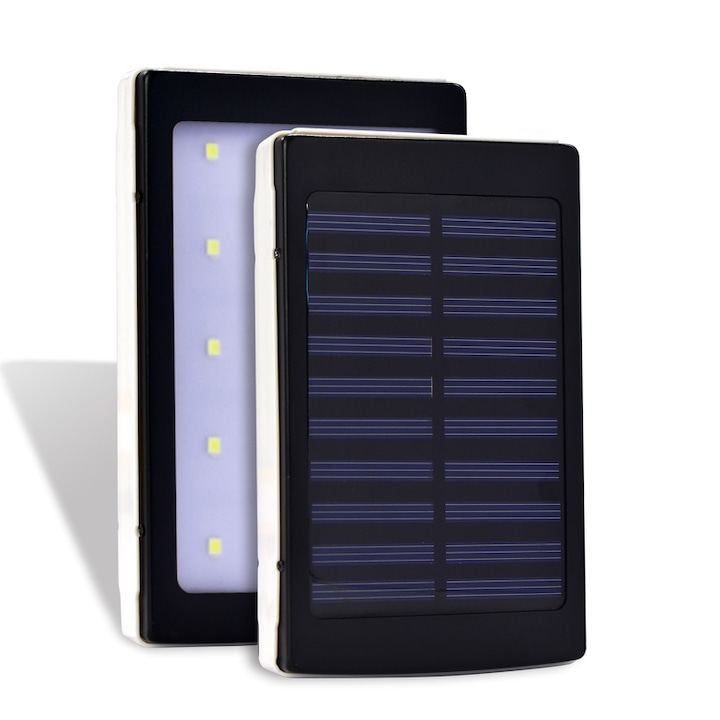 Външна батерия Amio Power Bank 50000 mAh Solarе , Със 2 USB порта, светодиоден фенер, Водоустойчива + Бонус 3бр ароматизатора