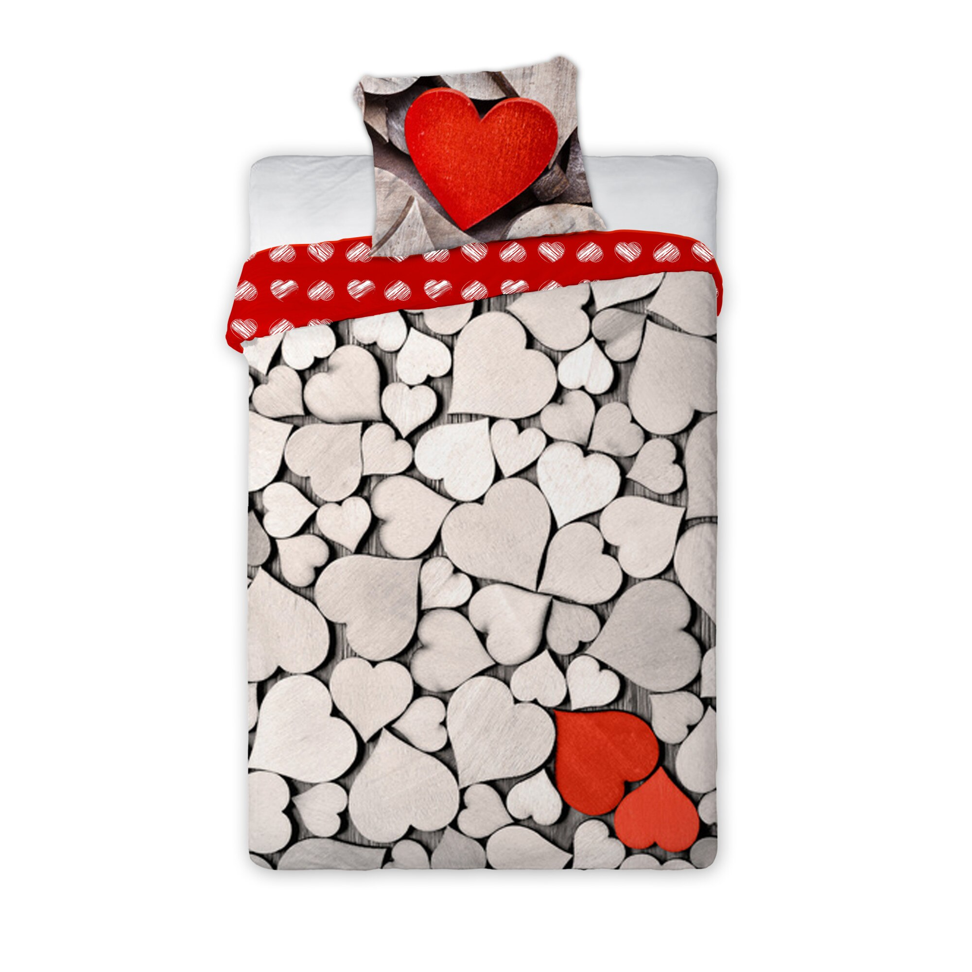 Lenjerie de pat, Amore 003, 160x200 cm, Multicolor, 100% bumbac