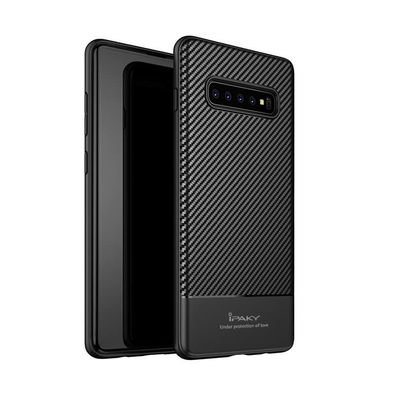 Husa Samsung Galaxy S10 Plus, iPaky, Carbon Flexibil, Negru