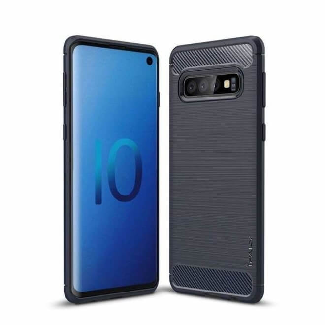 Husa Samsung Galaxy S10 Plus, iPaky, Carbon Fiber, Albastru