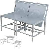 Banca modulara ce se transforma in masa cu scaune, pentru gradina/balcon/camping, metal, gri, BL053