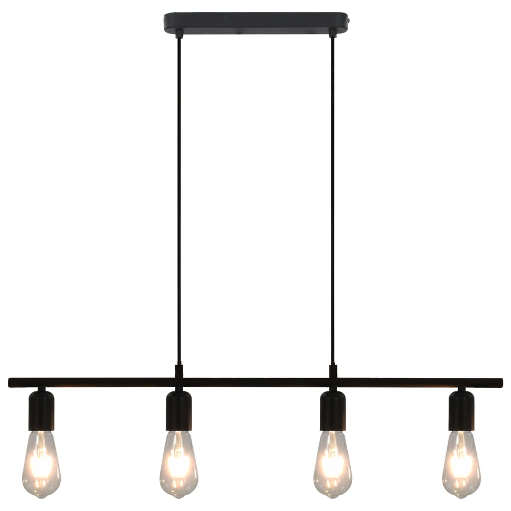 Lampa suspendata cu becuri cu filament, vidaXL, Metal, 80 x 120 cm, Negru
