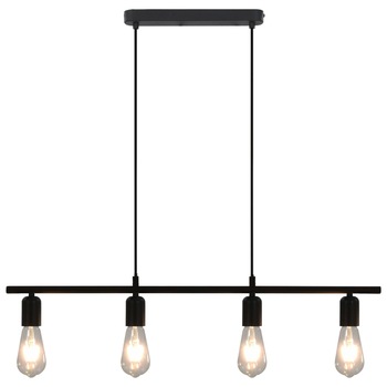 Lampa suspendata cu becuri cu filament, vidaXL, Metal, 80 x 120 cm, Negru Lampa suspendata cu becuri cu filament, vidaXL, Metal, 80 x 120 cm, Negru