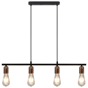 Lampa suspendata cu becuri cu filamente, vidaXL, Metal, 80 x 120 cm, Negru Lampa suspendata cu becuri cu filamente, vidaXL, Metal, 80 x 120 cm, Negru