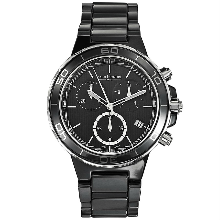 Ceas barbatesc SAINT HONORE, 890126 71NI, Swiss Made, quartz, ceramic, cronograf, 50 m