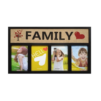 Rama pentru familie de perete pentru 4 poze cu rama neagra , ATS, 48 x 27 x 1.2 cm, colaj Rama pentru familie de perete pentru 4 poze cu rama neagra , ATS, 48 x 27 x 1.2 cm, colaj
