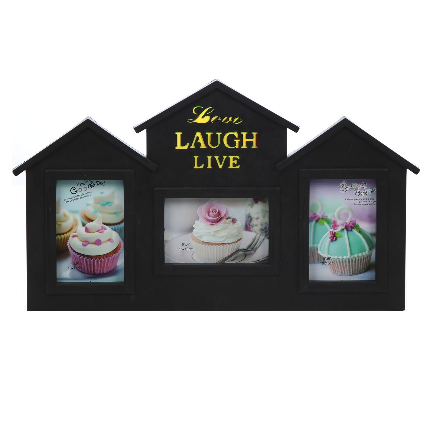 Rama foto in forma de casa neagra cu loc pentru 3 poze, ATS, pentru hol , living, dormitor