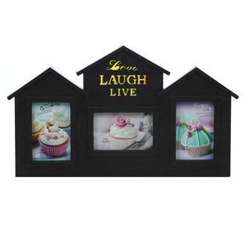 Rama foto in forma de casa neagra cu loc pentru 3 poze, ATS, pentru hol , living, dormitor Rama foto in forma de casa neagra cu loc pentru 3 poze, ATS, pentru hol , living, dormitor