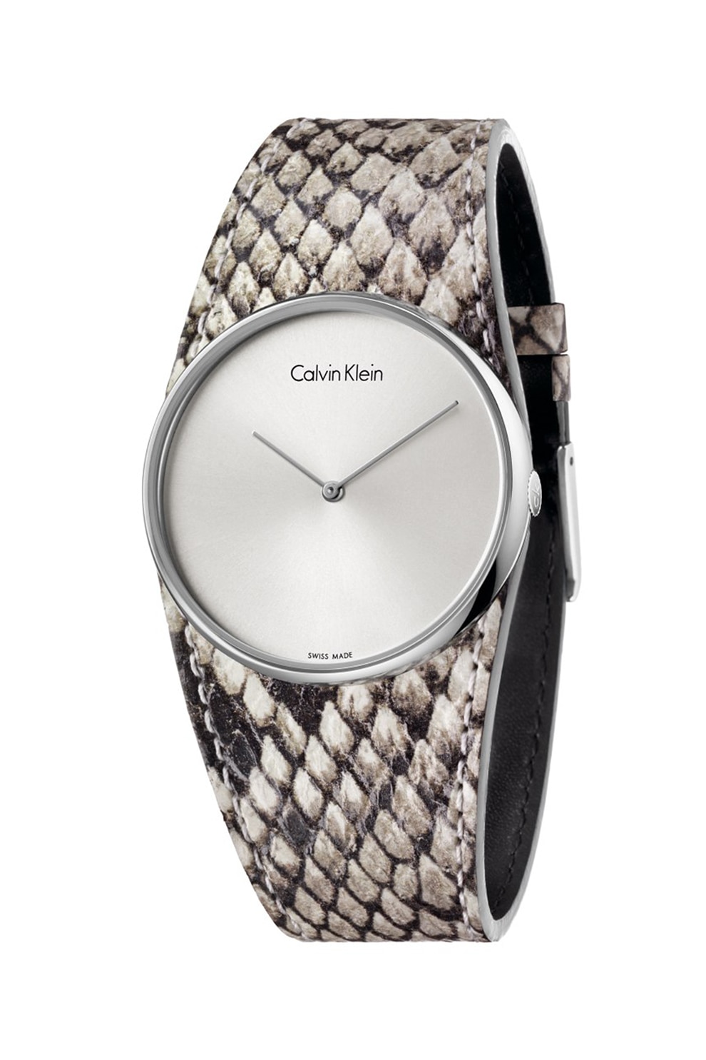 Calvin Klein, Ceas cu o curea din piele, Maro/Negru