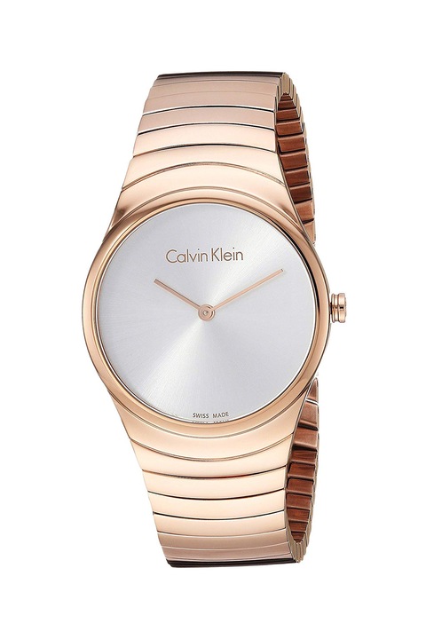 Calvin Klein, Kerek karóra fémszíjjal, Vörösaranyszín