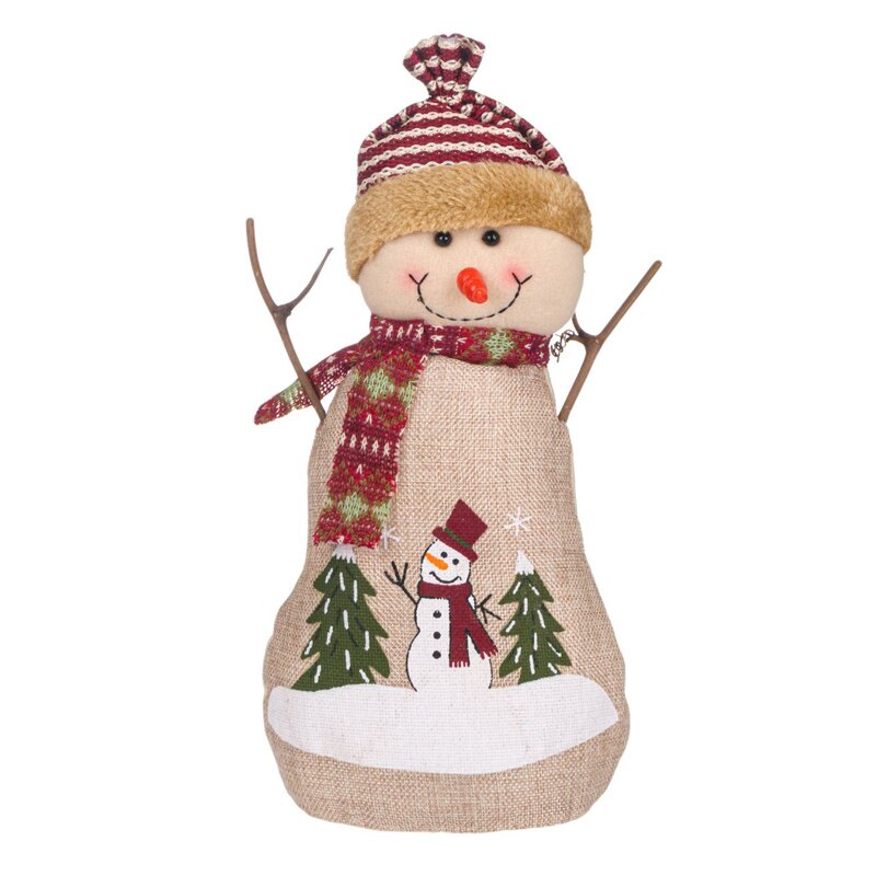 Decoratiune Om de zapada, 34 cm, esarfa dungi