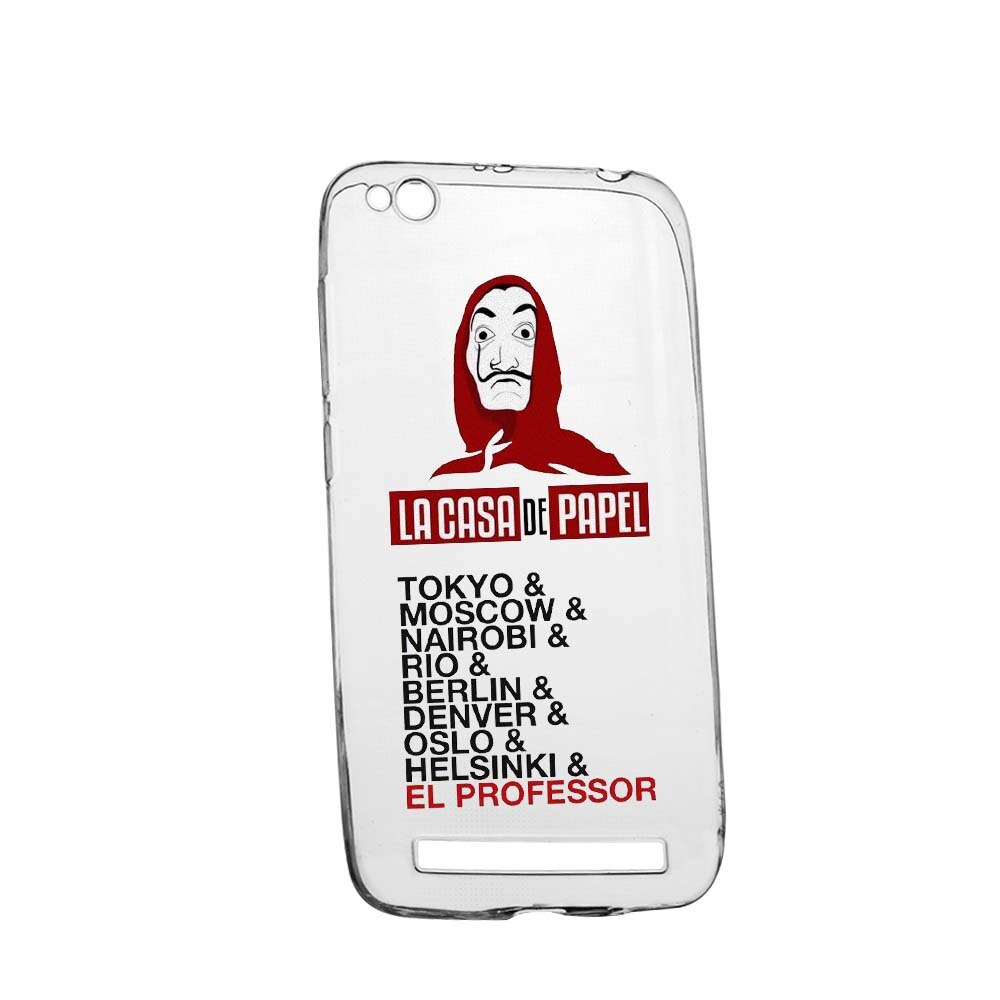 Husa de protectie La Casa de Papel pentru Xiaomi Redmi 5A, rezistenta la uzura, anti-alunecare, din silicon Premium, 296