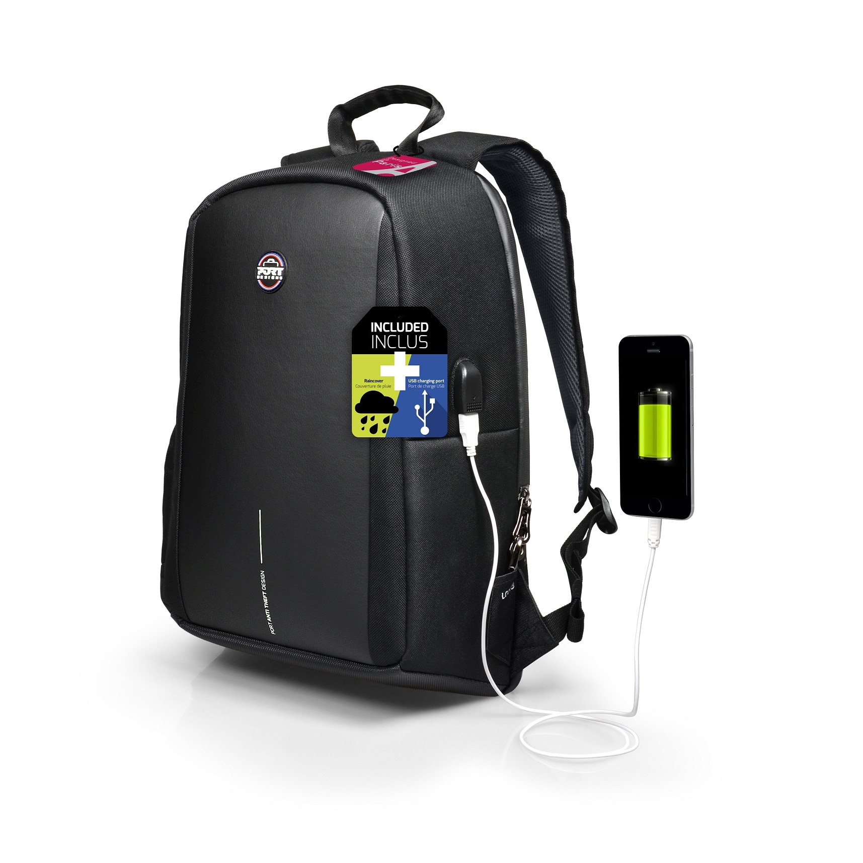 Rucsac laptop Anti-Furt Port Designs Chicago EVO BP cu port USB extern si Husa impermeabila, 13"-16", Negru