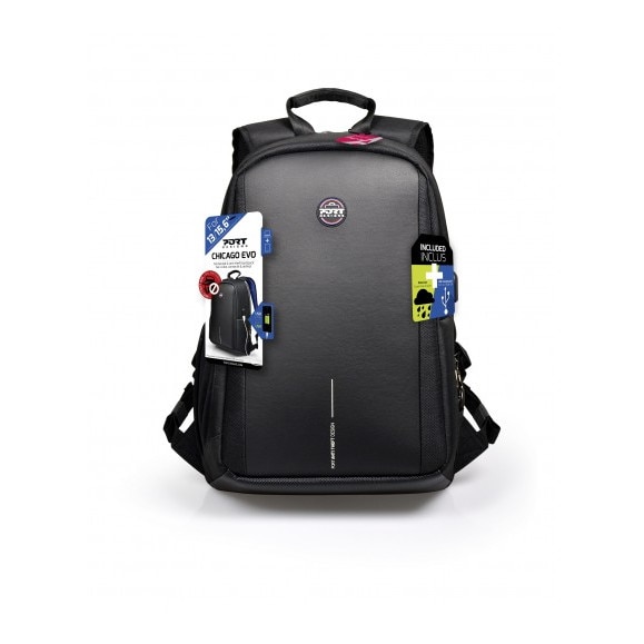 Rucsac laptop Anti-Furt Port Designs Chicago EVO BP cu port USB extern si Husa impermeabila, 13"-16", Negru