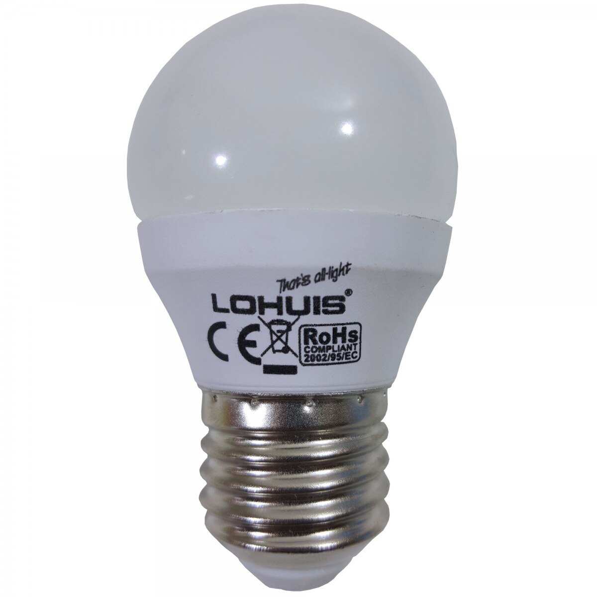 Bec LED LOHUIS ECOLINE, forma glob A45, E27, 5W, 30000 ore, lumina rece
