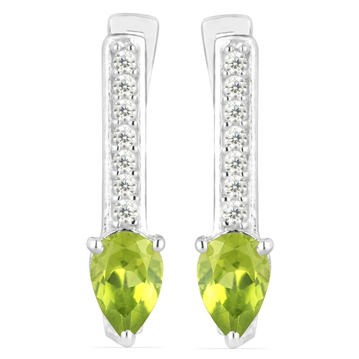 Cercei BeSpecial, EVA0032, Argint, 1,8 cm x 4 mm, greutate 3,31 grame, Peridot si zirconiu alb