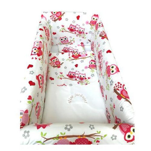 Aparatori laterale protectii pat 120x60 cm Deseda Maxi Bufnite rosii