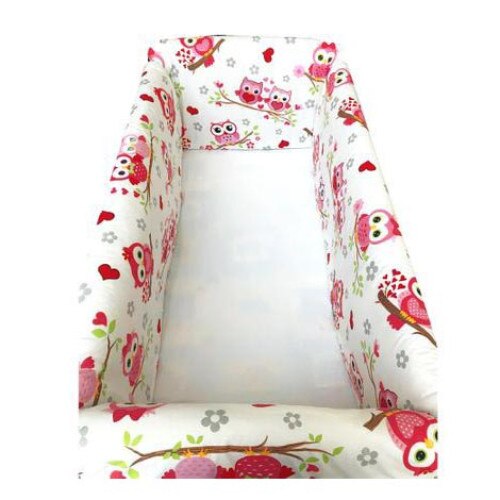 Aparatori laterale protectii pat 140x70 cm Deseda Maxi Bufnite rosii