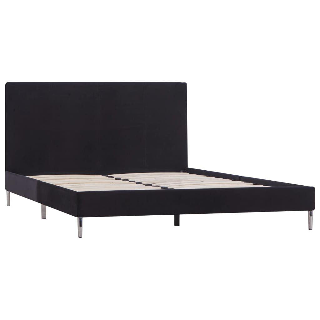 Cadru de pat dublu, vidaXL- Tapiterie textila-Lemn, 120 x 200 cm, Negru