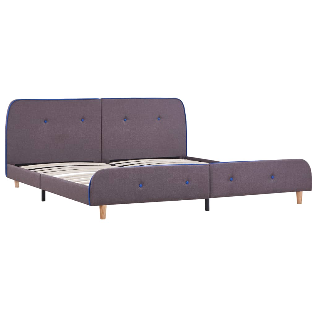 Cadru de pat dublu vidaXL- Tapiterie textila-Lemn, butoni, 180 x 200 cm, Maro