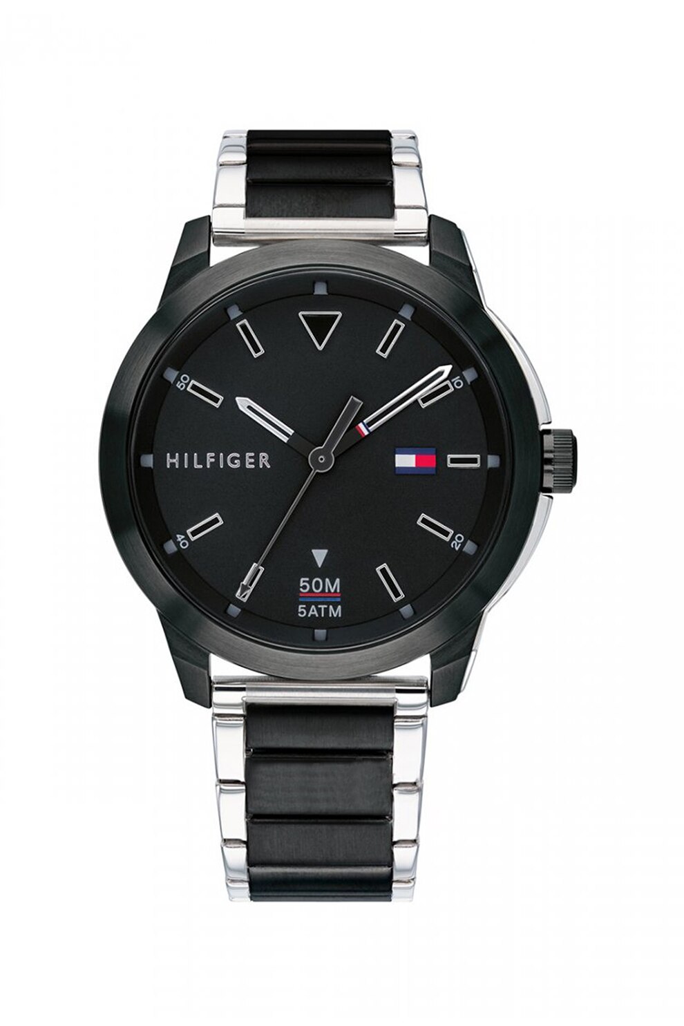 Tommy Hilfiger, Ceas din otel inoxidabil, Negru/Argintiu