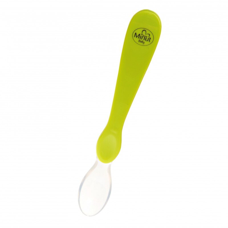 Lingurita cu varf moale silicon Minut Baby 4+, verde