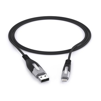 Cablu metalic Griffin Survivor™, 1.2m, USB to Lightning, impletit, Black/Silver Cablu metalic Griffin Survivor™, 1.2m, USB to Lightning, impletit, Black/Silver