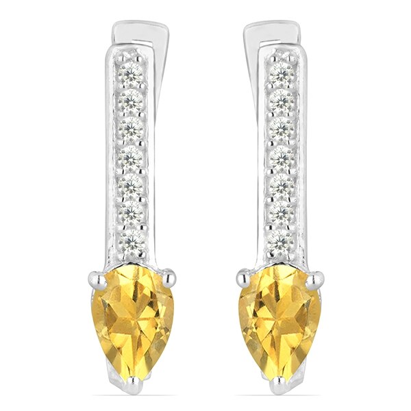 Cercei argint Beatrix, 925, cu citrina si zirconiu alb - EVA0031 - BeSpecial