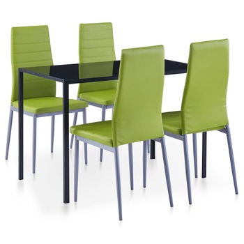 Set mobilier de bucatarie, 5 piese, masa cu scaune tapitate, vidaXL, Verde, 105 x 60 x 74 cm Set mobilier de bucatarie, 5 piese, masa cu scaune tapitate, vidaXL, Verde, 105 x 60 x 74 cm