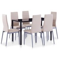 set mobilier de bucatarie 7 piese masa cu scaune tapitate vidaxl bej 120 x 60 x 74 cm imagen 50_0_
0