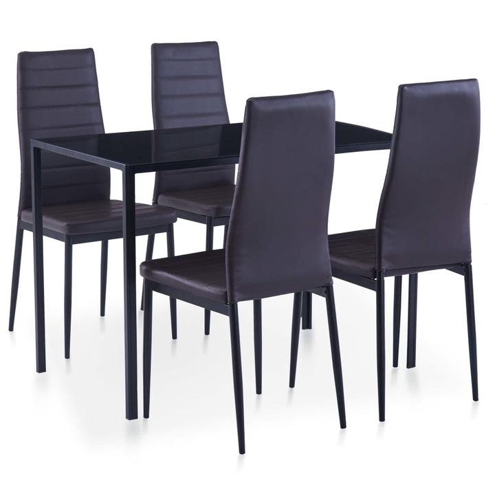 Трапезен комплект vidaXL, пет части, кафяв, 105х60х96 см