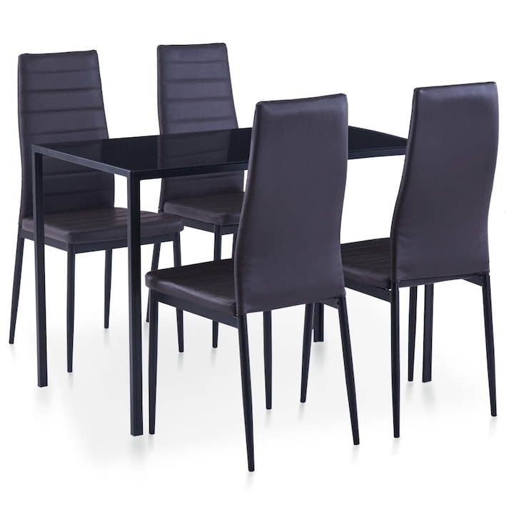 Трапезен комплект vidaXL, пет части, кафяв, 105х60х96 см