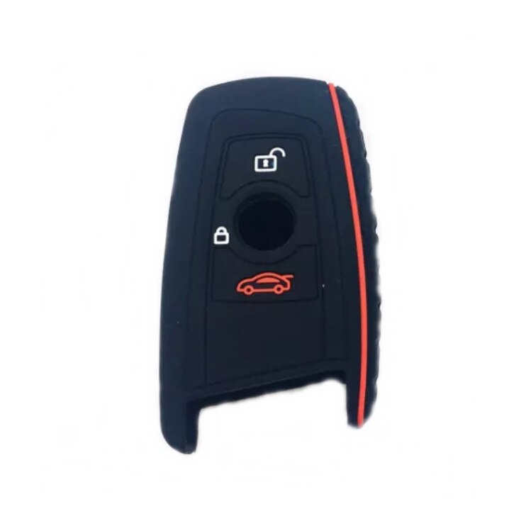 Husa cheie auto Motor Starter, din silicon dunga rosie, compatibil BMW seria 3 F30, negru