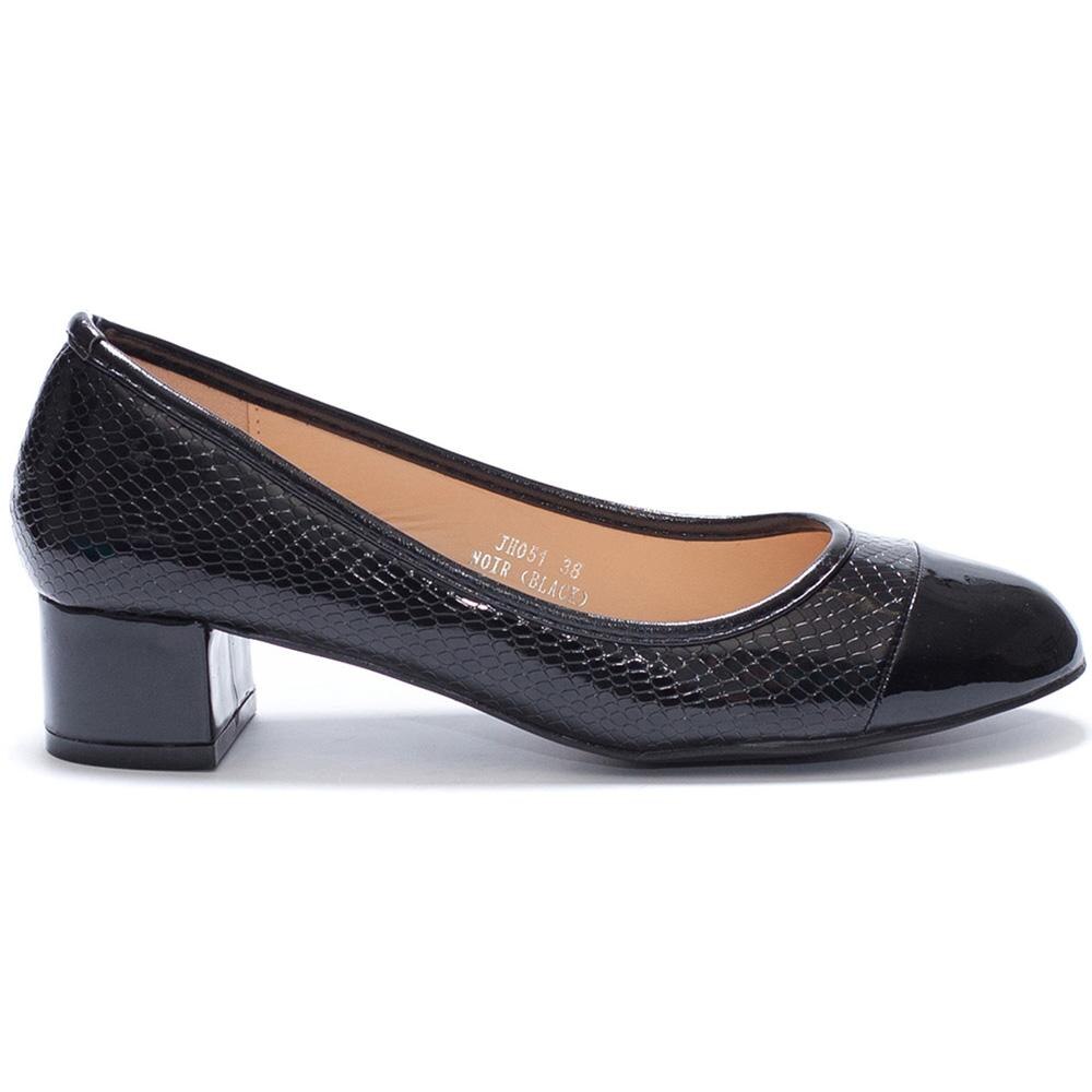 Pantofi dama Koby cu aspect lacuit, Negru
